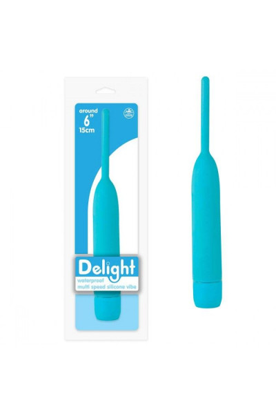 Голубой вибромассажер из силикона Delight - 18,5 см. Голубой вибромассажер из силикона Delight - 18,5 см.