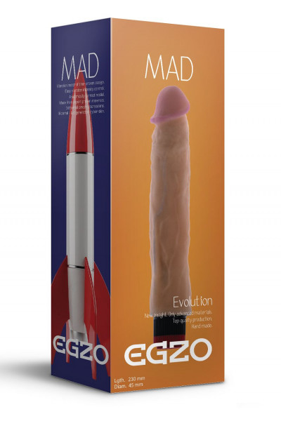 Реалистичный мультискоростной вибратор без мошонки Mad Rocket - 23 см.