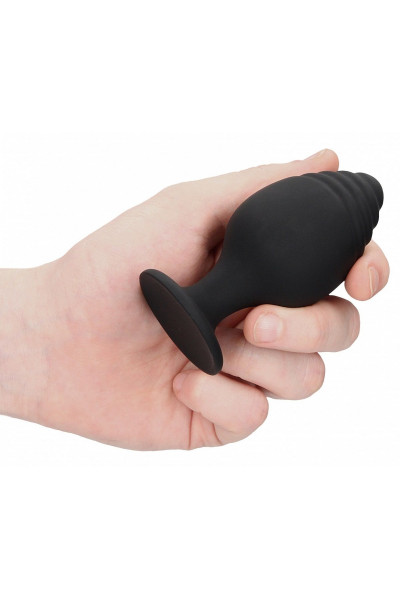 Набор из 3 черных анальных пробок Rippled Butt Plug Set Набор из 3 черных анальных пробок Rippled Butt Plug Set