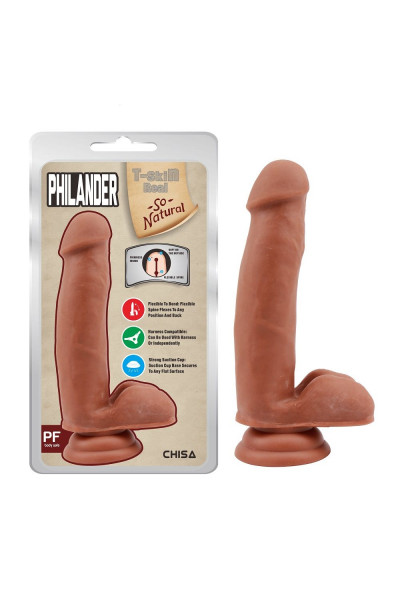 Кофейный фаллоимитатор на присоске Philander - 18 см. Кофейный фаллоимитатор на присоске Philander - 18 см.