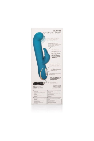 Бирюзовый вибратор с изогнутой головкой Jack Rabbit Signature Silicone Rocking G Rabbit - 20 см. Бирюзовый вибратор с изогнутой головкой Jack Rabbit Signature Silicone Rocking G Rabbit - 20 см.