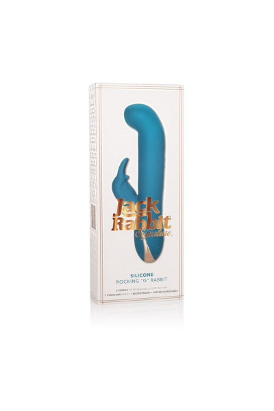 Бирюзовый вибратор с изогнутой головкой Jack Rabbit Signature Silicone Rocking G Rabbit - 20 см. Бирюзовый вибратор с изогнутой головкой Jack Rabbit Signature Silicone Rocking G Rabbit - 20 см.