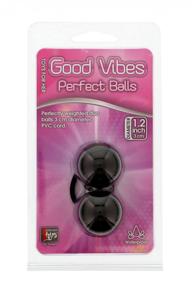 Чёрные вагинальные шарики на мягкой сцепке GOOD VIBES PERFECT BALLS Чёрные вагинальные шарики на мягкой сцепке GOOD VIBES PERFECT BALLS