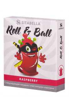 Стимулирующий презерватив-насадка Roll Ball Raspberry