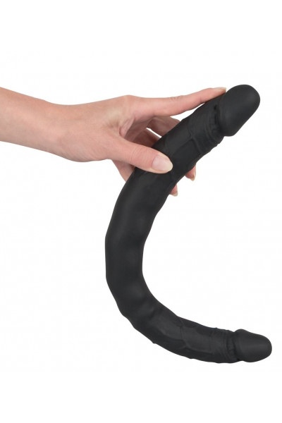Чёрный двусторонний фаллоимитатор Double Dong Black - 40 см. Чёрный двусторонний фаллоимитатор Double Dong Black - 40 см.