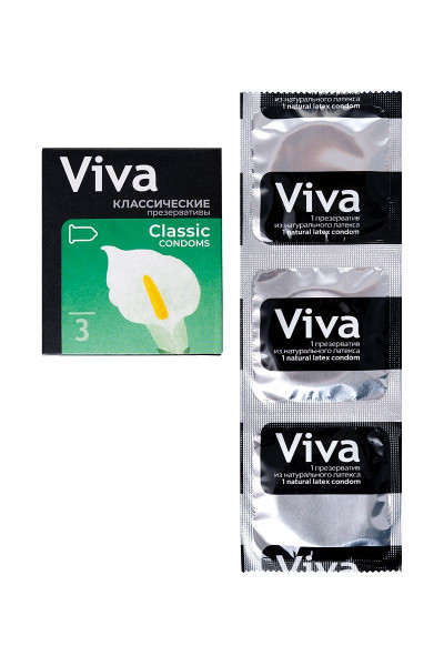 Классические гладкие презервативы VIVA Classic - 3 шт. Классические гладкие презервативы VIVA Classic - 3 шт.