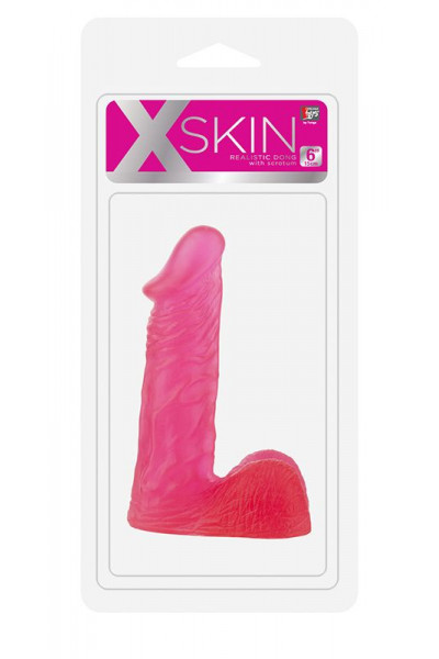 Розовый гелевый фаллоимитатор XSKIN 6 PVC DONG - 15 см. Розовый гелевый фаллоимитатор XSKIN 6 PVC DONG - 15 см.