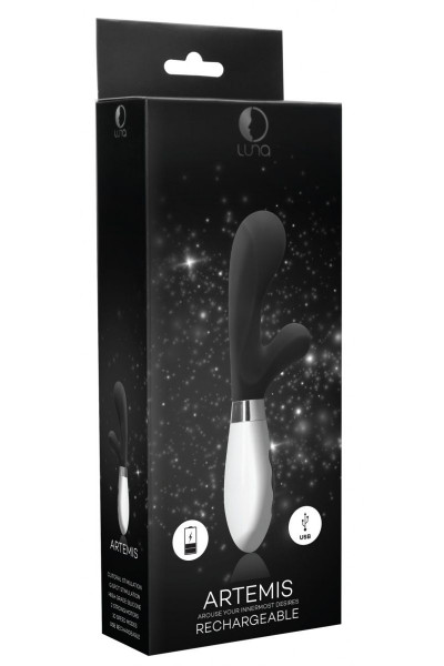 Черный вибратор-кролик Artemis - 21 см. Черный вибратор-кролик Artemis - 21 см.