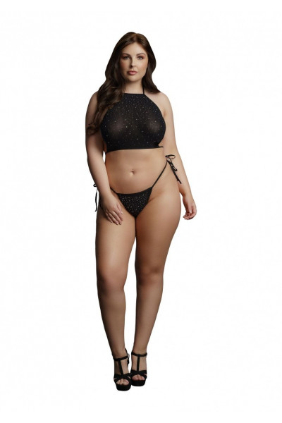 Стильный комплект Festive Rhinestone Top and Thong со стразами Стильный комплект Festive Rhinestone Top and Thong со стразами