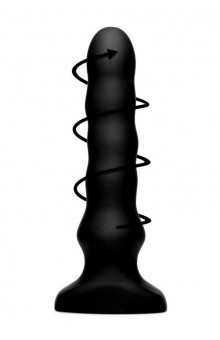 Черный вибратор с волнообразным движением Silicone Vibrating Squirming Plug with Remote Control - 19,5 см.