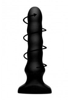 Черный вибратор с волнообразным движением Silicone Vibrating Squirming Plug with Remote Control - 19,5 см.