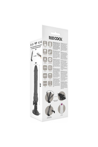 Черный вибромассажер на мощной присоске Basecock Realistic Vibrator Remote Control - 19,5 см. Черный вибромассажер на мощной присоске Basecock Realistic Vibrator Remote Control - 19,5 см.