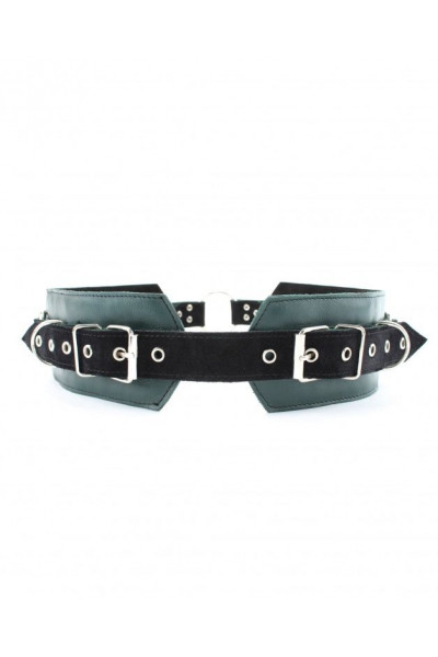 Изумрудный пояс с колечками для крепления наручников Emerald Leather Belt Изумрудный пояс с колечками для крепления наручников Emerald Leather Belt