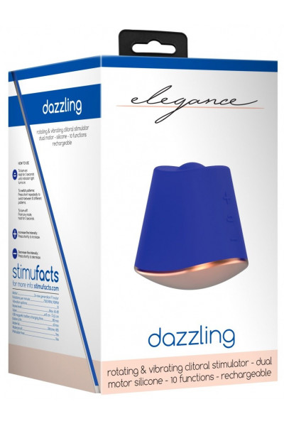 Синий клиторальный стимулятор Dazzling с вибрацией и ротацией - 6,7 см. Синий клиторальный стимулятор Dazzling с вибрацией и ротацией - 6,7 см.