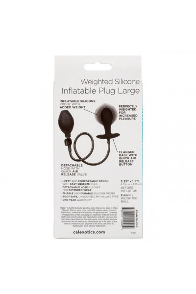 Черная расширяющаяся анальная пробка Weighted Silicone Inflatable Plug Large - 8,25 см. Черная расширяющаяся анальная пробка Weighted Silicone Inflatable Plug Large - 8,25 см.