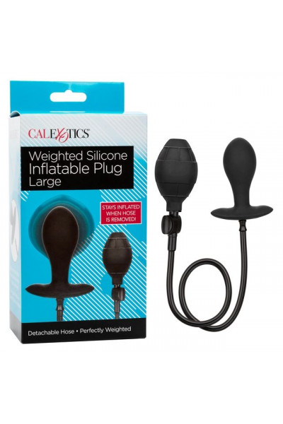 Черная расширяющаяся анальная пробка Weighted Silicone Inflatable Plug Large - 8,25 см. Черная расширяющаяся анальная пробка Weighted Silicone Inflatable Plug Large - 8,25 см.