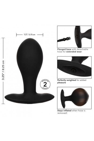 Черная расширяющаяся анальная пробка Weighted Silicone Inflatable Plug Large - 8,25 см. Черная расширяющаяся анальная пробка Weighted Silicone Inflatable Plug Large - 8,25 см.