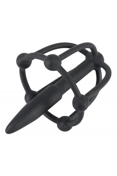Черный силиконовый расширитель Penis Plug with Glans Cage Черный силиконовый расширитель Penis Plug with Glans Cage
