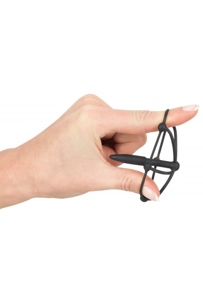 Черный силиконовый расширитель Penis Plug with Glans Cage Черный силиконовый расширитель Penis Plug with Glans Cage