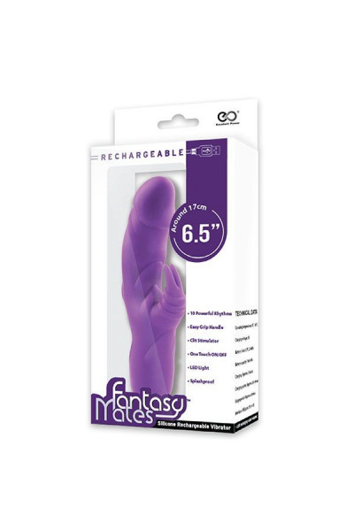 Фиолетовый вибратор с клиторальным стимулятором MATES FANTASY RECHARGE VIBRATOR - 17 см. Фиолетовый вибратор с клиторальным стимулятором MATES FANTASY RECHARGE VIBRATOR - 17 см.