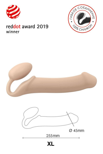 Телесный безремневой страпон Silicone Bendable Strap-On XL Телесный безремневой страпон Silicone Bendable Strap-On XL