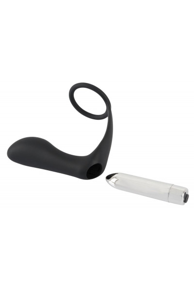 Черное эрекционное кольцо с анальной вибропробкой Vibrating Ring Plug Черное эрекционное кольцо с анальной вибропробкой Vibrating Ring Plug