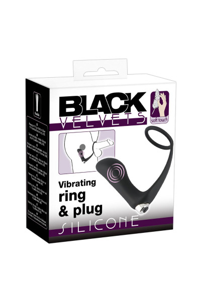 Черное эрекционное кольцо с анальной вибропробкой Vibrating Ring Plug Черное эрекционное кольцо с анальной вибропробкой Vibrating Ring Plug