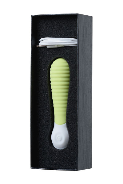 Лаймовый мини-вибратор S-HANDE MINI 2 с ребрами - 11,8 см. Лаймовый мини-вибратор S-HANDE MINI 2 с ребрами - 11,8 см.