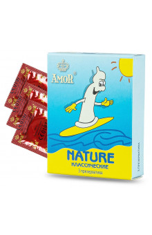 Классические презервативы AMOR Nature Яркая линия - 3 шт.