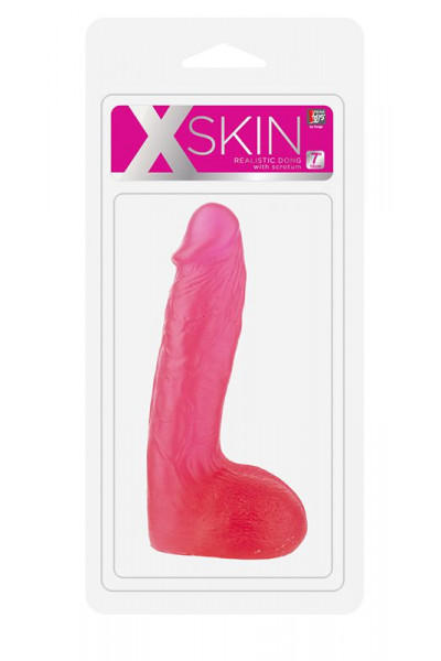 Розовый фаллоимитатор XSKIN 7 PVC DONG - 18 см. Розовый фаллоимитатор XSKIN 7 PVC DONG - 18 см.