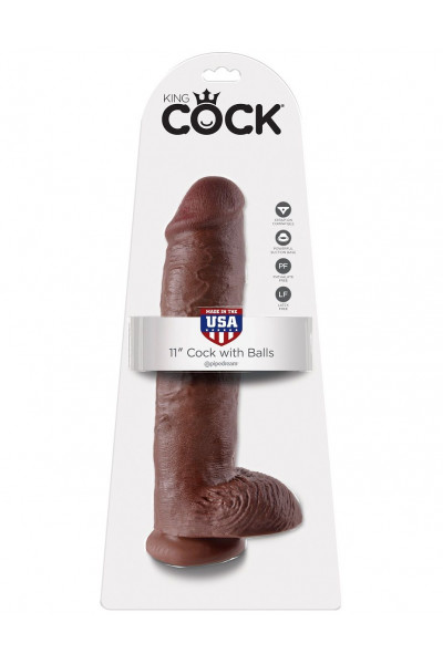 Коричневый фалоимитатор-гигант на присоске 11 Cock with Balls - 28 см. Коричневый фалоимитатор-гигант на присоске 11 Cock with Balls - 28 см.