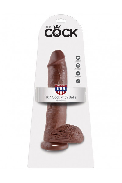 Большой коричневый фаллоимитатор с мошонкой 10 Cock with Balls на присоске - 25,4 см. Большой коричневый фаллоимитатор с мошонкой 10 Cock with Balls на присоске - 25,4 см.