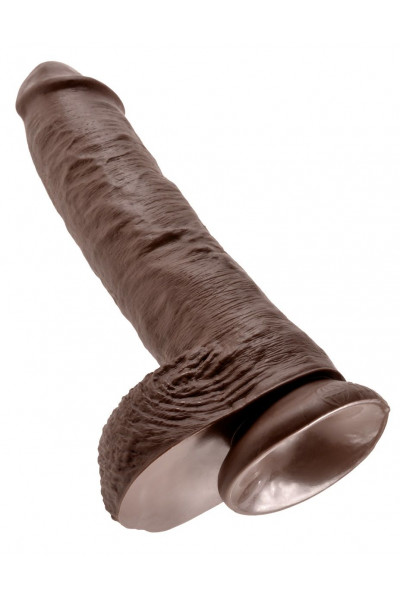 Большой коричневый фаллоимитатор с мошонкой 10 Cock with Balls на присоске - 25,4 см. Большой коричневый фаллоимитатор с мошонкой 10 Cock with Balls на присоске - 25,4 см.