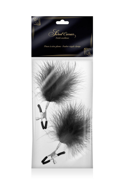 Зажимы на соски с черными пуховыми кисточками Sweet Caress Feather Nipple Clumps Зажимы на соски с черными пуховыми кисточками Sweet Caress Feather Nipple Clumps