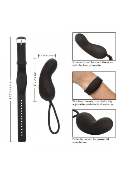Черное виброяйцо с браслетом-пультом Wristband Remote Curve Черное виброяйцо с браслетом-пультом Wristband Remote Curve