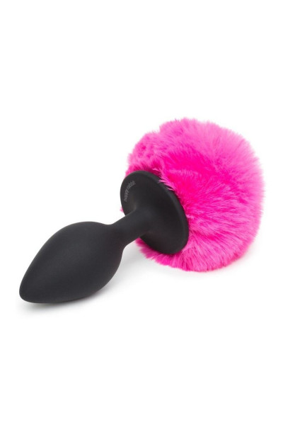 Черная анальная пробка с розовым хвостом Large Bunny Tail Butt Plug Черная анальная пробка с розовым хвостом Large Bunny Tail Butt Plug