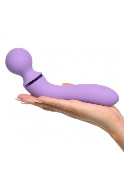 Фиолетовый двусторонний вибростимулятор Duo Wand Massage-Her - 19,6 см. Фиолетовый двусторонний вибростимулятор Duo Wand Massage-Her - 19,6 см.