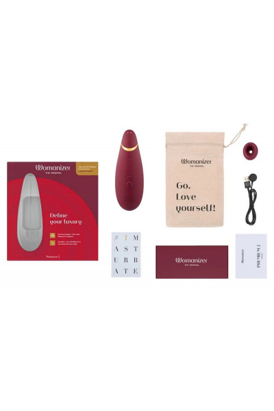 Бордовый клиторальный стимулятор Womanizer Premium 2 Бордовый клиторальный стимулятор Womanizer Premium 2