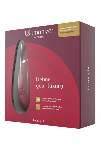 Бордовый клиторальный стимулятор Womanizer Premium 2 Бордовый клиторальный стимулятор Womanizer Premium 2