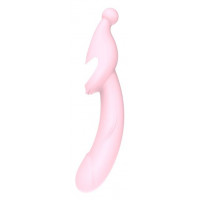 Розовый вибромассажер 2-WAY PLEASER - 21 см.