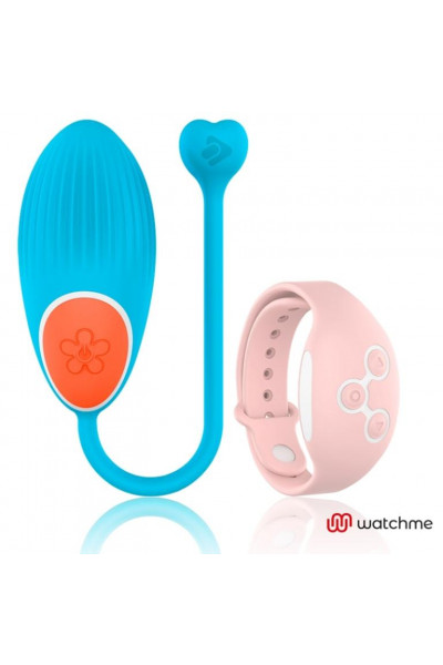 Голубое виброяйцо с нежно-розовым пультом-часами Wearwatch Egg Wireless Watchme
