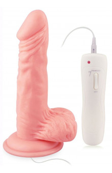 Телесный вибратор 7 Vibrating Dong with Vibrating Balls - 16 см.