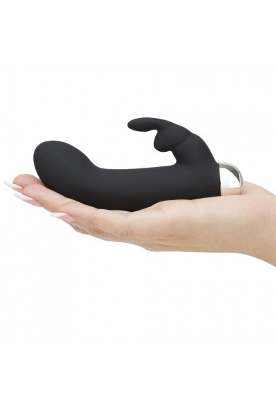 Черный вибратор с клиторальным отростком Greedy Girl Mini Rabbit Vibrator - 14 см. Черный вибратор с клиторальным отростком Greedy Girl Mini Rabbit Vibrator - 14 см.