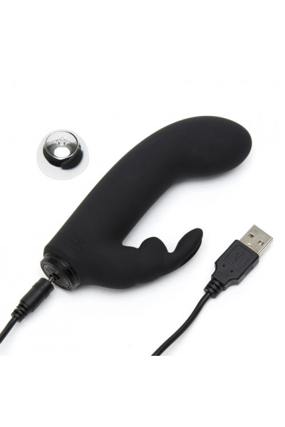 Черный вибратор с клиторальным отростком Greedy Girl Mini Rabbit Vibrator - 14 см. Черный вибратор с клиторальным отростком Greedy Girl Mini Rabbit Vibrator - 14 см.