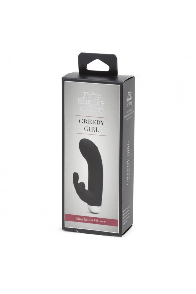 Черный вибратор с клиторальным отростком Greedy Girl Mini Rabbit Vibrator - 14 см. Черный вибратор с клиторальным отростком Greedy Girl Mini Rabbit Vibrator - 14 см.