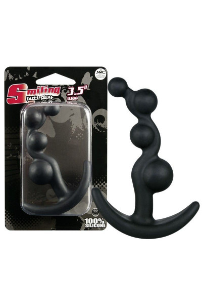 Чёрный анальный стимулятор с шариками Smiling Butt Plug - 8,9 см. Чёрный анальный стимулятор с шариками Smiling Butt Plug - 8,9 см.
