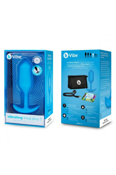 Голубая вибропробка для ношения B-vibe Snug Plug 3 - 12,4 см. Голубая вибропробка для ношения B-vibe Snug Plug 3 - 12,4 см.