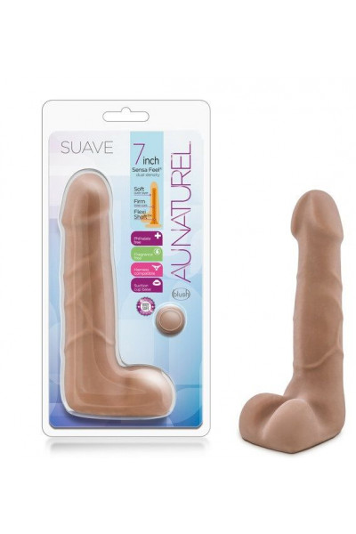Кофейный фаллоимитатор с мошонкой Suave - 17,78 см. Кофейный фаллоимитатор с мошонкой Suave - 17,78 см.