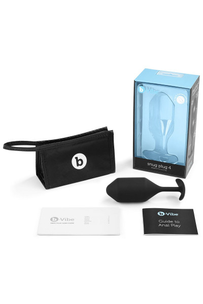 Чёрная пробка для ношения B-vibe Snug Plug 4 - 14 см. Чёрная пробка для ношения B-vibe Snug Plug 4 - 14 см.