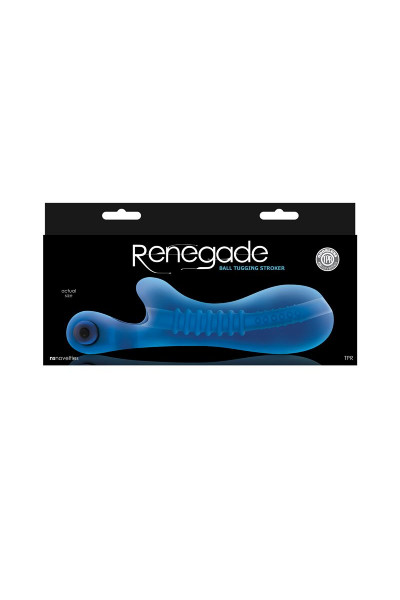 Синий мастурбатор с вибростимулятором мошонки Renegade Ball Tugging Stroker